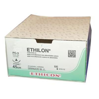 Ethilon Suture 4-0 3/8 Circle Reverse Cutting Needle Black 19mm Needle 45cm Length x12