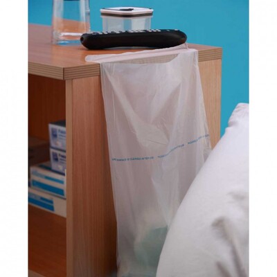 Premier Disposable White Polythene Bedside Locker Bag with Adhesive Strip - x 200