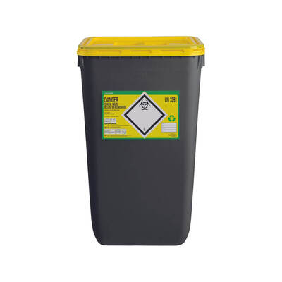 60L Clinical Waste Container Yellow Lid