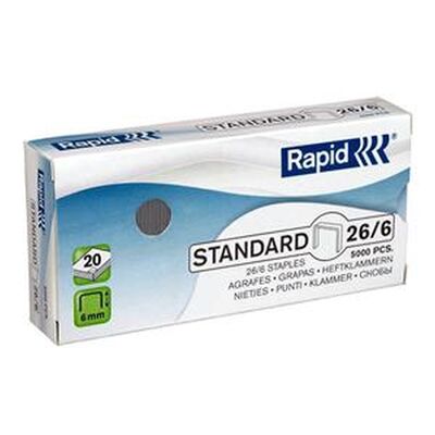 Rapid (26/6) Staples Cobra Grip X-Ray 6mm shank length Pack of 5000