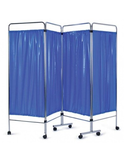 Select 4 Section Chrome Ward Screen with Curtains