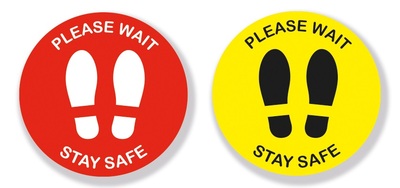 Circular Please Keep Two Meters Apart Sign - Red - 200mm - Pack of 5 Red 200mm x5