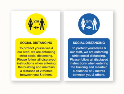 Social Distancing Sign - A4 - Yellow - Pack of 5 Yellow A4 x5