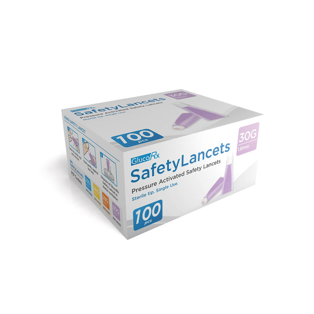 GlucoRx Safety Lancets 30G/1.6mm (100pcs) GlucoRx Safety Lancets 30G/1.6mm (100pcs)