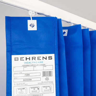 Disposable Curtain Hosp Blue  Large Fixed Hook (375x200cm)