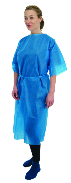 Short Sleeved Disposable Patient Gown, Blue  x 50 Blue