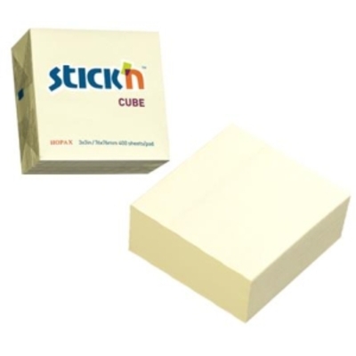 Stick'N Sticky Notes Pastel Cube Yellow 76 x 76mm x1